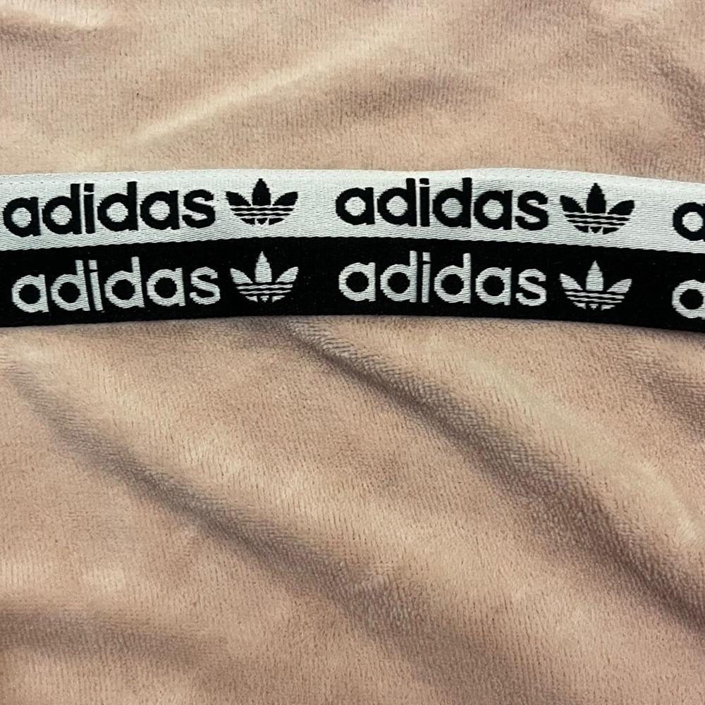 Adidas Originals Women Pink Velour Cropped Hoodie Logo Tape Trefoil XL - Picture 3 of 6